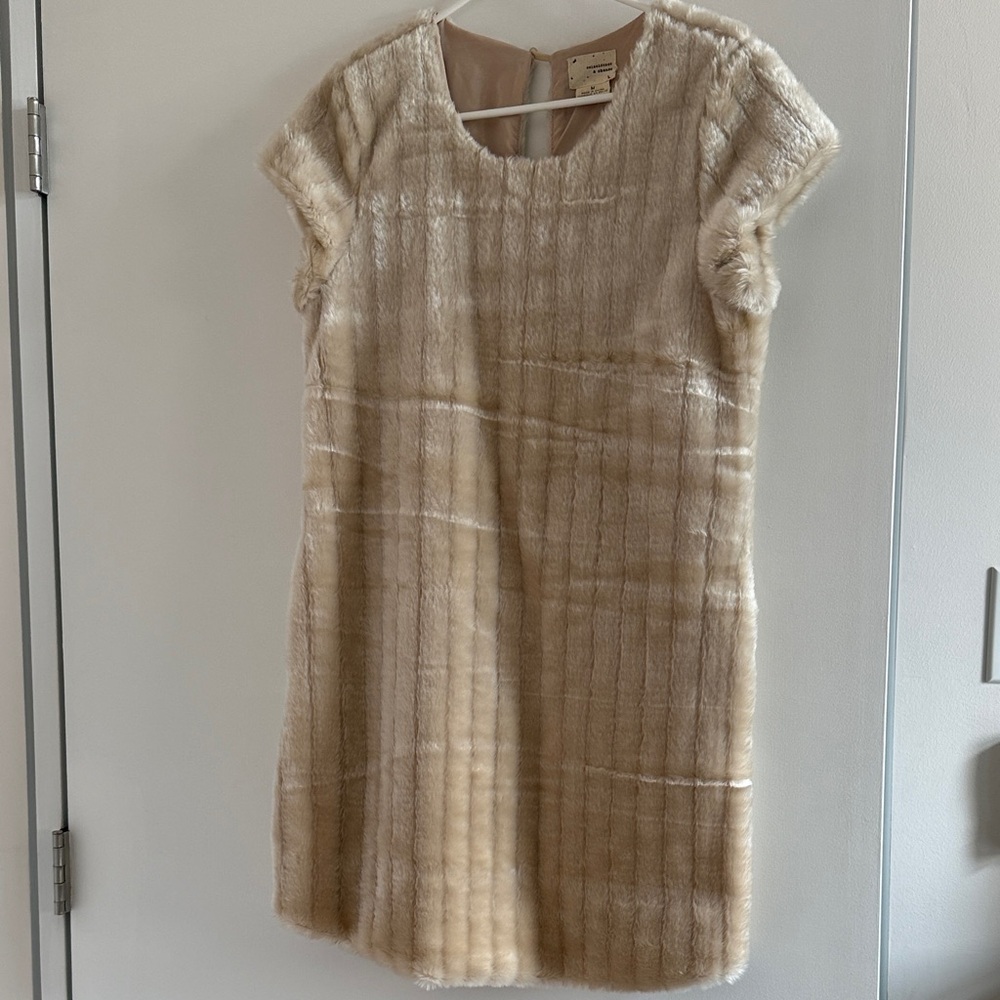 Faux Fur Short Sleeve Dress